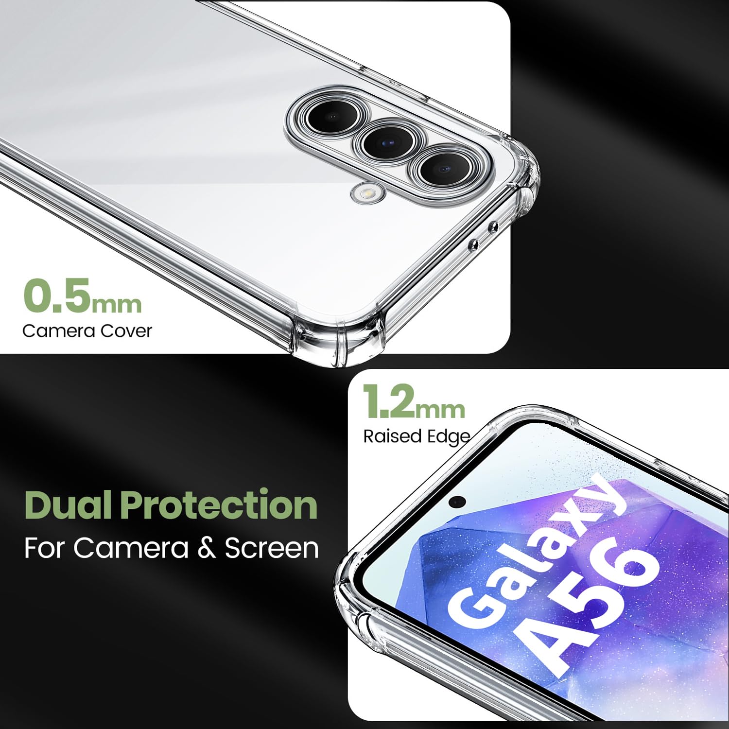 New&Teck Etui do Samsung Galaxy A56 5G + 2 szkło hartowane ochraniacz ekranu, elastyczne etui z TPU, zderzak ze wzmocnionymi narożnikami