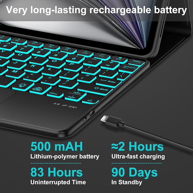 SENGBIRCH iPad Air 11 hüvelyk M3 2025/M2 2024 Bluetooth billentyűzet tok háttérvilágítással és trackpaddal iPad Pro 11 inch kompatibilis