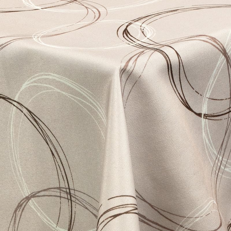 Valia Home tablecloth with Teflon coating for indoor & outdoor use in various designs, Circle Beige, 86.6 x 51.2 inch (Rectangular) - Image 3