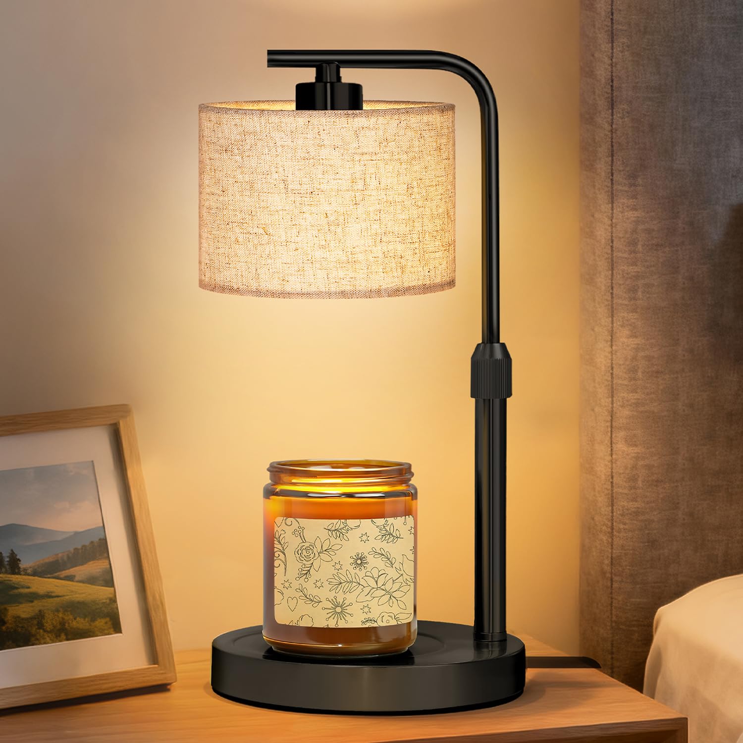 Candle Warmer Lamp with Timer Dimmer Height Adjustable Electric Candle Lamp Warmer with 2 Bulbs Birthday Gifts for