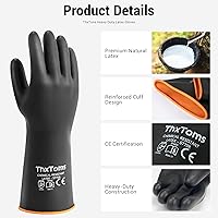 Vista 2 de ThxToms Guantes de Látex de Servicio Pesado, Guantes Largos de Goma, Guantes Resistentes a Químicos, Resistentes a Perforaciones, Resistentes a
