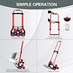 Stair Climbing Hand Truck Dolly 200 LB Capacity,Stair Climber Hand Truck Foldable with Scalable Handle,Stair Climbing Dolly Cart for Stairs,Moving,Shopping(Red)