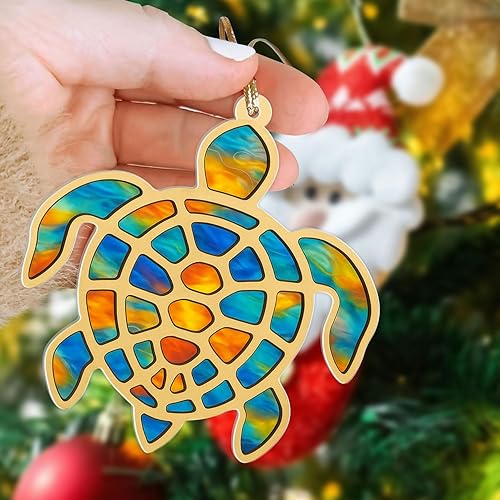 Miniatura 4 de Regalos de tortuga marina para mujeres, adorno acrílico con tarjeta de historia, regalos de playa para mujeres, adornos de Navidad de playa de
