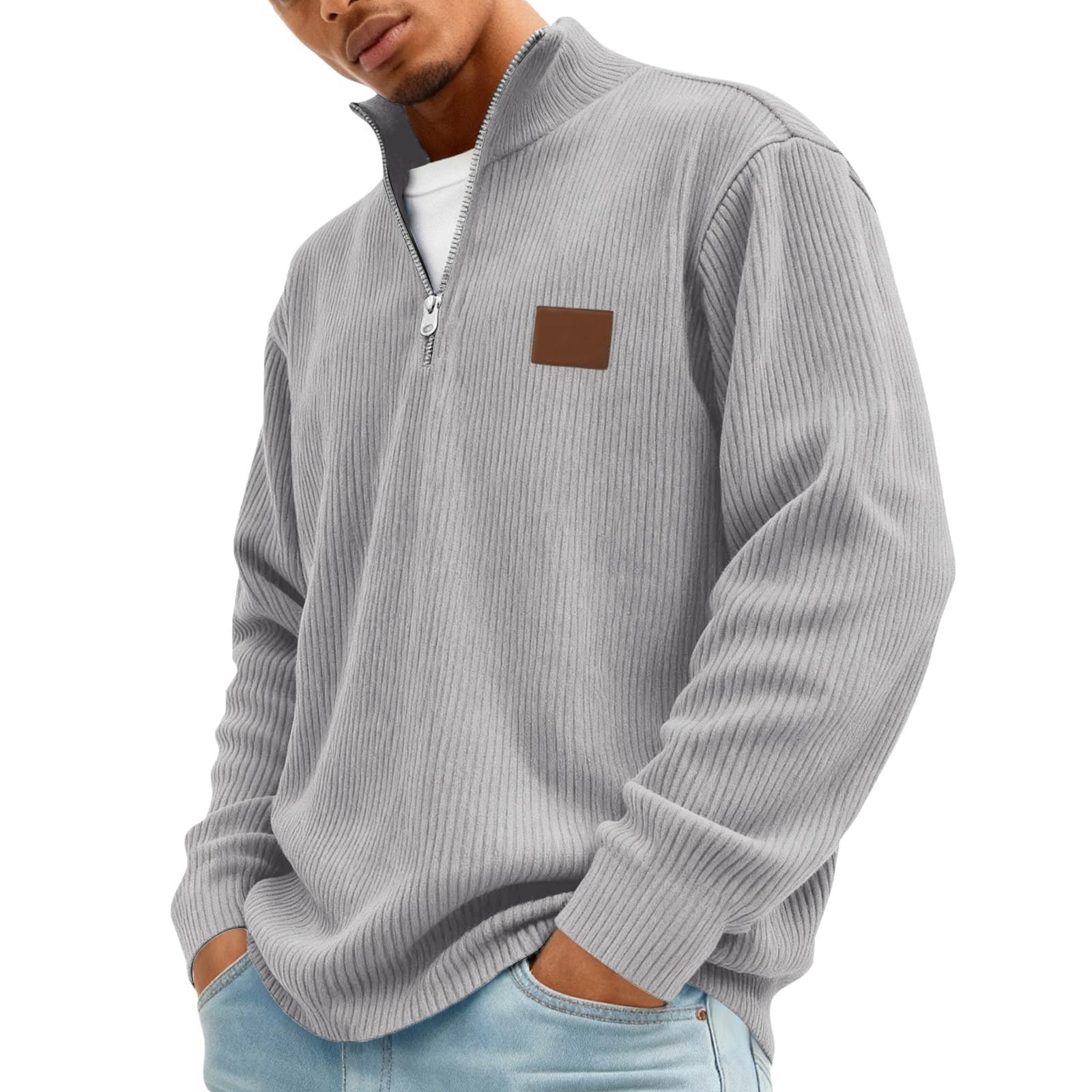 Pullover Herren Quarter Zip Schick Casual Basic Dünner Sweatshirt Herren Vintage Fashion Sport Schicker Oberteil