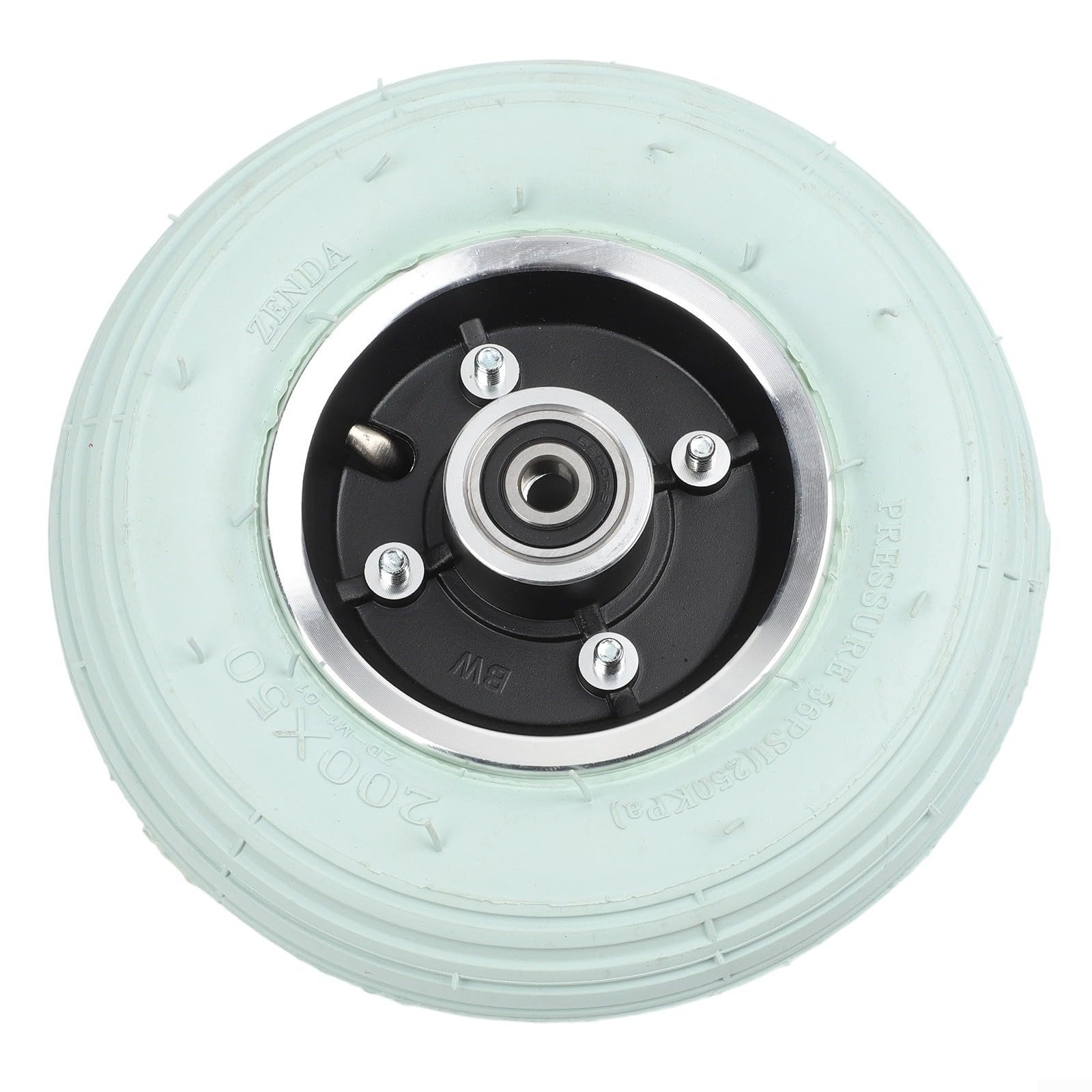 Roue avant complète de 8 pouces pour fauteuil roulant électrique, 200 x 50, pneus pneumatiques avec chambre à air et jante, roue pivotante grise avec roulement, pour axe de 8 mm/10 mm (noir 10 mm)