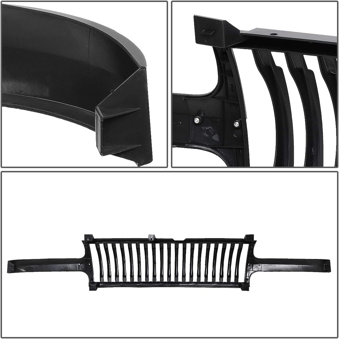 DNA MOTORING GRF-001-T2-MBK ABS Badgeless Fence Front Bumper Grille Compatible with 99-02 Silverado 1500 2500 LD, 00-06 Suburban 1500 2500 / Tahoe