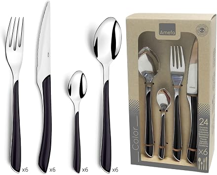 Amefa ECLAT Black 24 Piece Cutlery Set, 6 People
