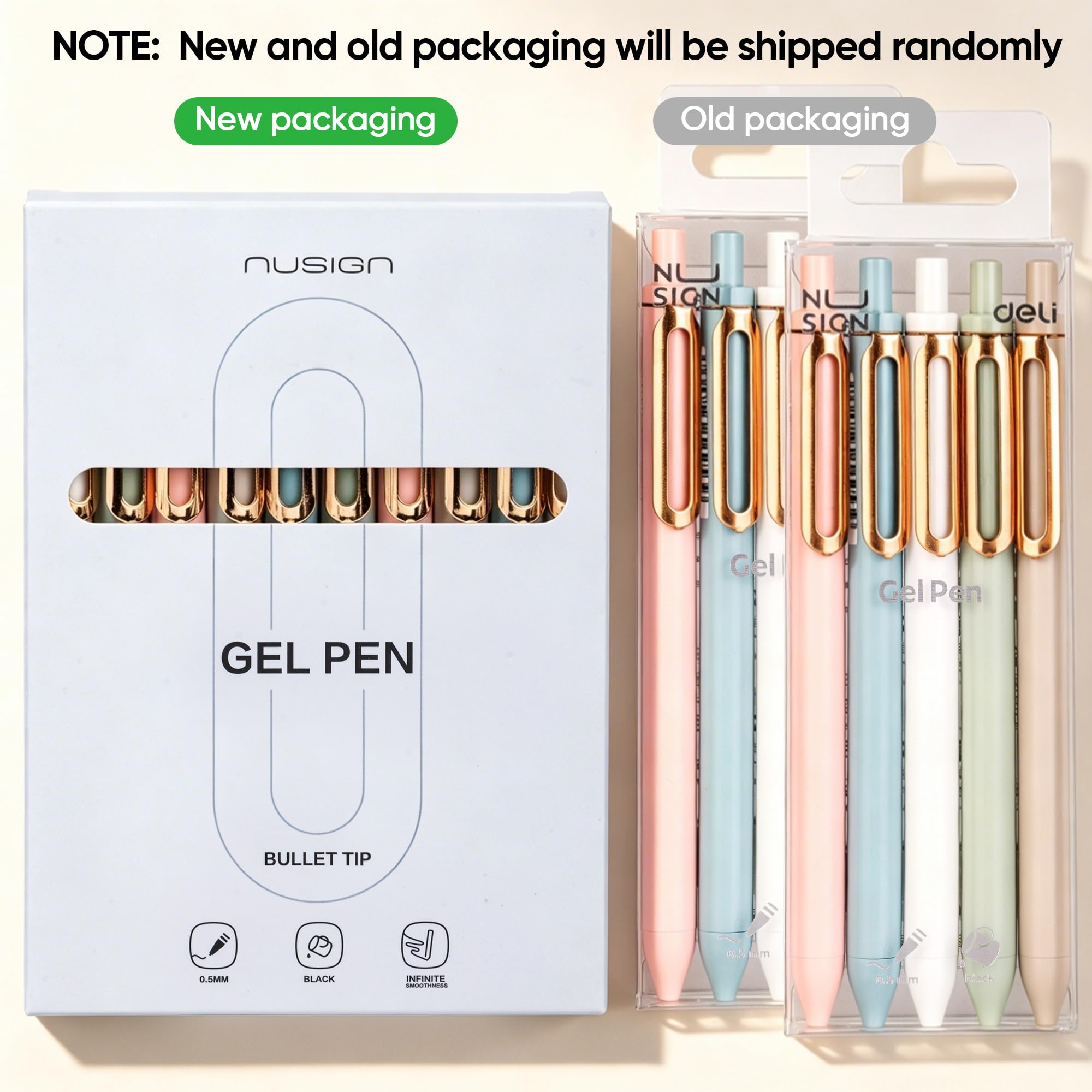 NUSIGN Gelstifte, 0,5 mm, einziehbar, schwarze Tinte, Gelschreiber, 10 Stück | Feine Spitze, glattes Schreiben, kein Verlaufen für Tagebuch, Notizen, Heimschule, Bürobedarf
