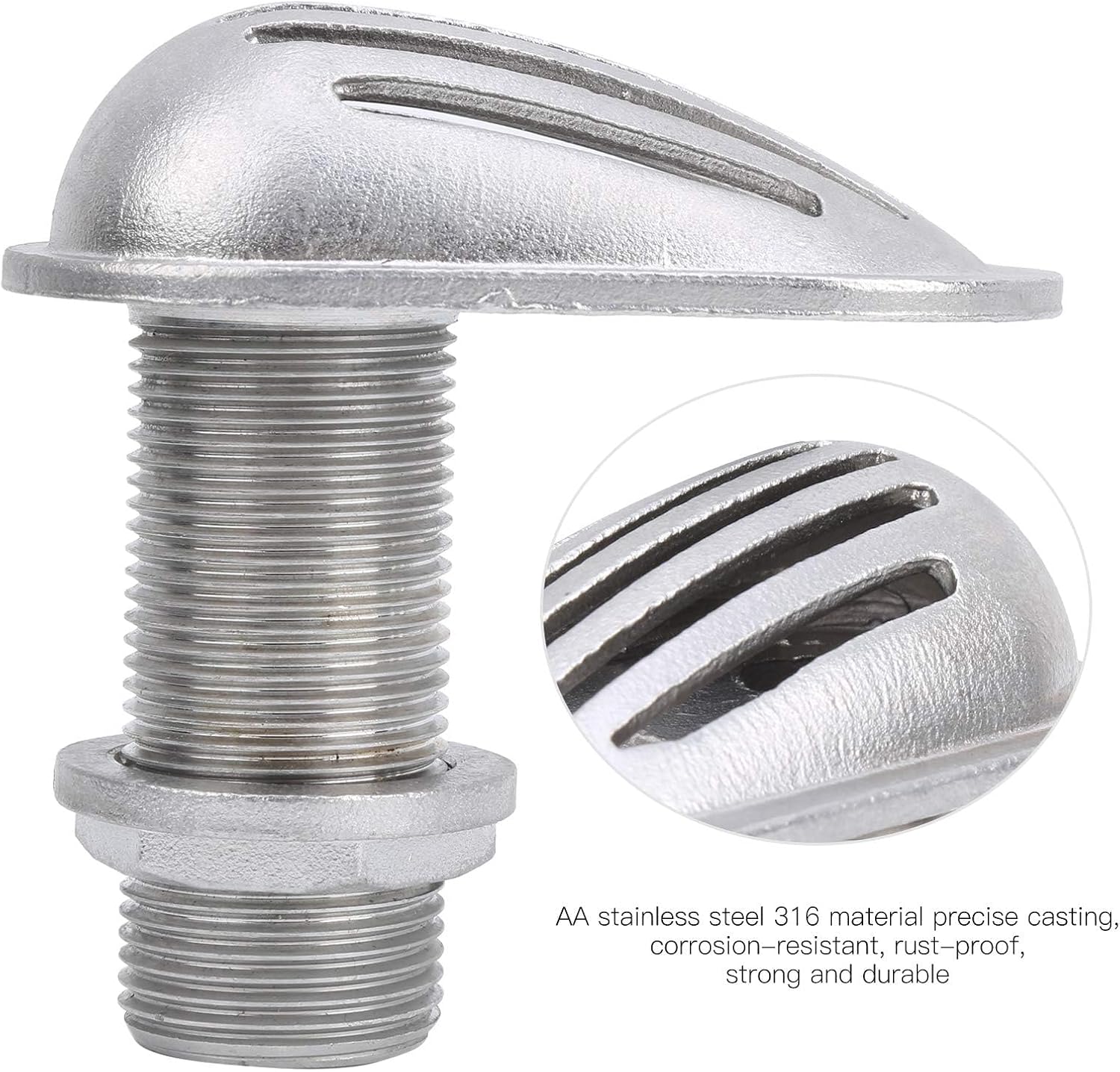 HERCHR Stainless Steel 316 Marine Boat Intake Strainer Thru‑Hull Water Pickup Filter Scoop for Boat Plumbing Fittings