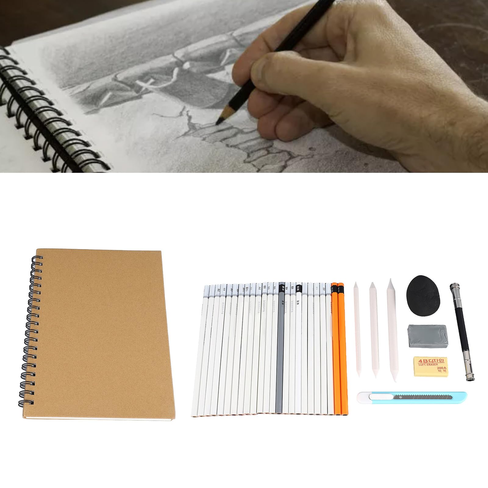 Ensemble de crayons à charbon de bois, crayons à dessin professionnels pour éviter la casse, crayons à dessin au fusain, crayons à croquis pour artistes débutants, dessin,