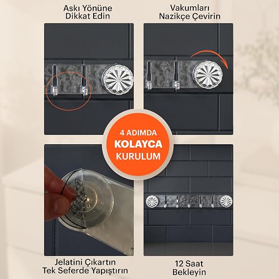 Vakumlu ve Yapışkanlı Askı – Mutfak ve Banyo İçin Delme Gerektirmeyen Duvar Askılığı