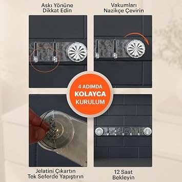 Vakumlu ve Yapışkanlı Askı – Mutfak ve Banyo İçin Delme Gerektirmeyen Duvar Askılığı