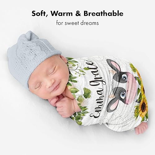 Miniatura 4 de Kingdora Manta personalizada con estampado animal de girasol y bosque floral para niña