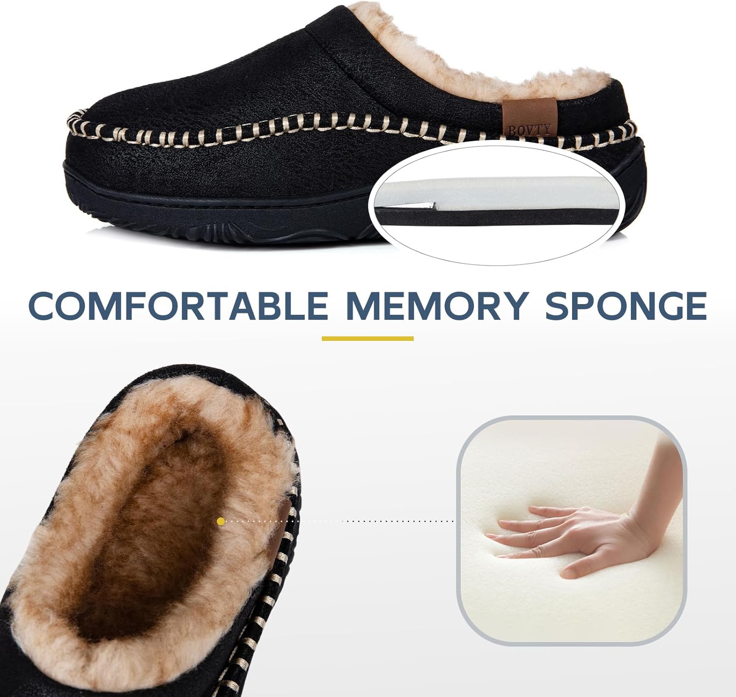 Men's Moccasin House Slippers - Memory Foam Indoor Outdoor Shoes Warm Fuzzy comfy Slip-on - Image 7