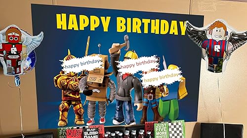 Miniatura 4 de Telón de fondo de robots de dibujos animados decoraciones de cumpleaños temática de videojuegos fondo de fotografía suministros de fiesta pancarta