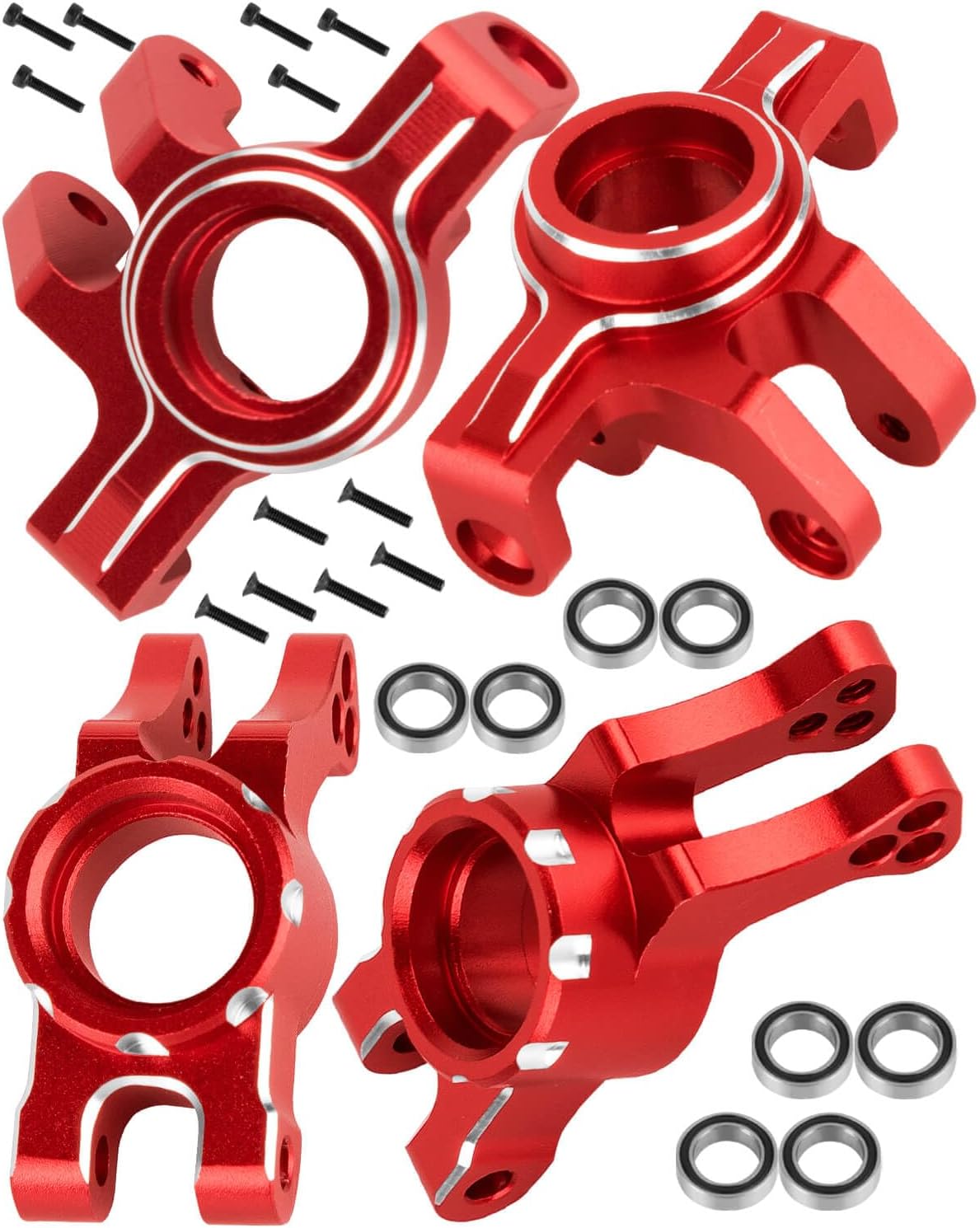 RC Upgrades Parts for 1/16 Mojave Grom 223S DSC 4X4 RTR,1/16 Mojave Grom 4X4 RTR,Front Steering Block Knuckles&Rear Hubs&C-Hubs Caster Blocks Hops Up,Replace ARA330841,Red