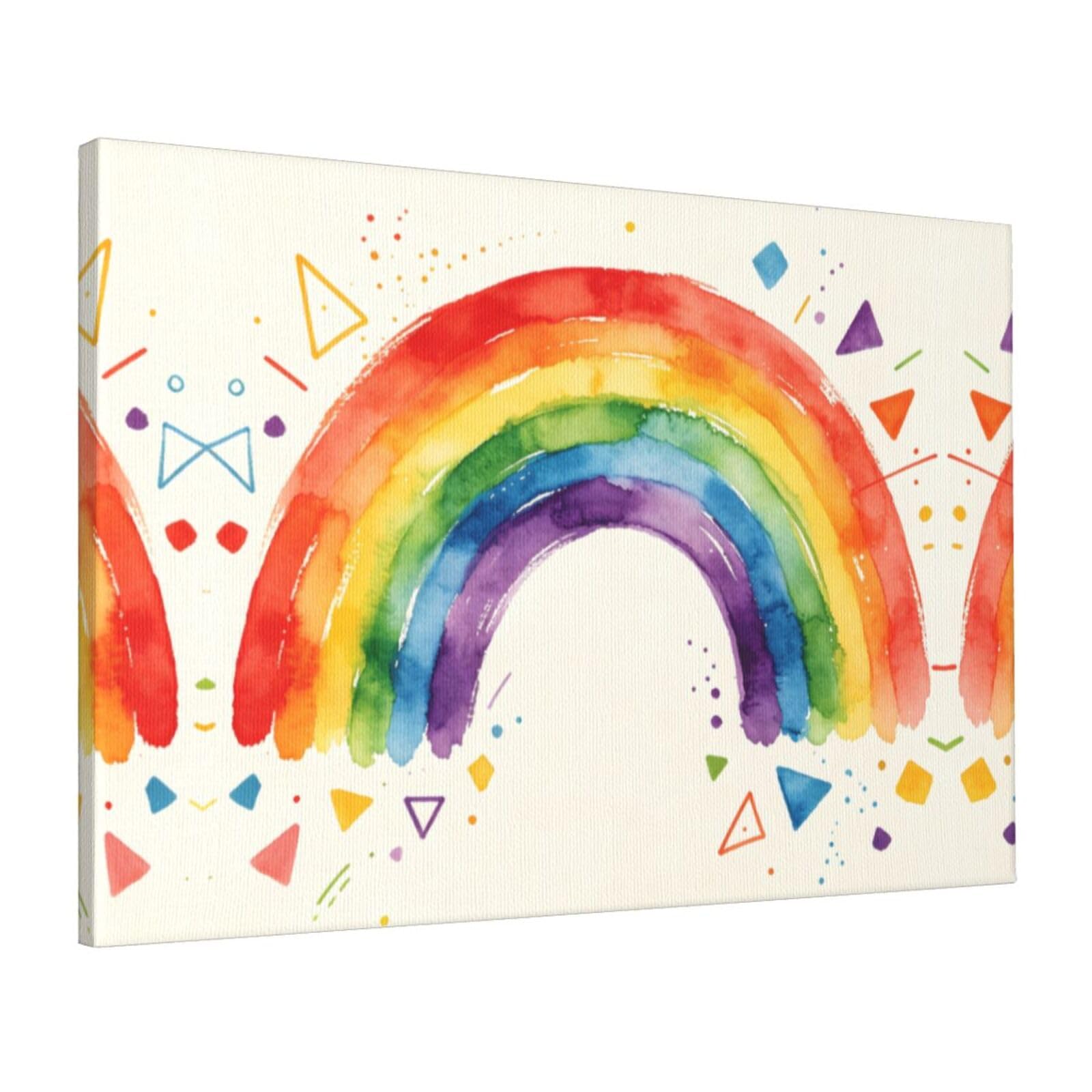 CNTDBU Rainbow Wash Art Canvas Wall Art 16x24 Inch-Large Modern Painting Print for Living Room, Framed Ready to Hang Artwork for Bedroom