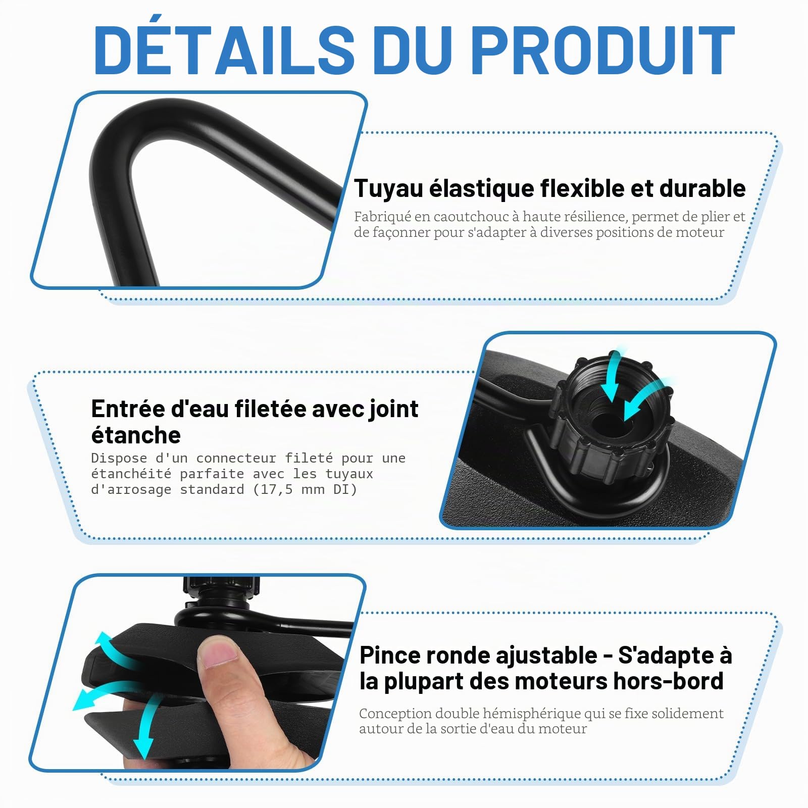 lalago Moteur de Nettoyage de Bateau Monotube, Oreille de Rinçage à Double Ohren Universel