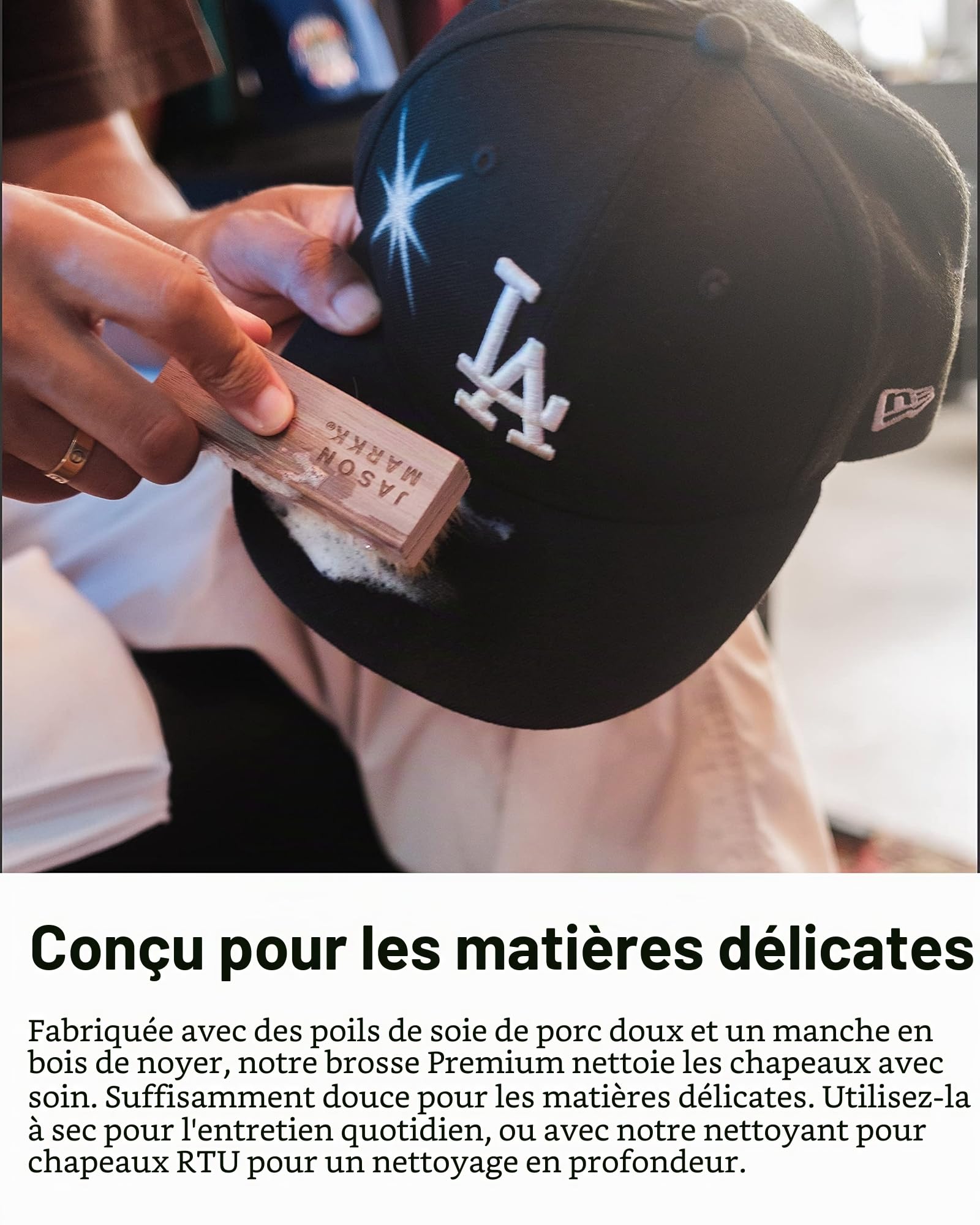 Jason Markk Kit d'entretien pour chapeau, nettoie efficacement les chapeaux, sans danger sur tous les matériaux, spécialement formulé pour le coton, la laine, le feutre et plus encore, sans parfum