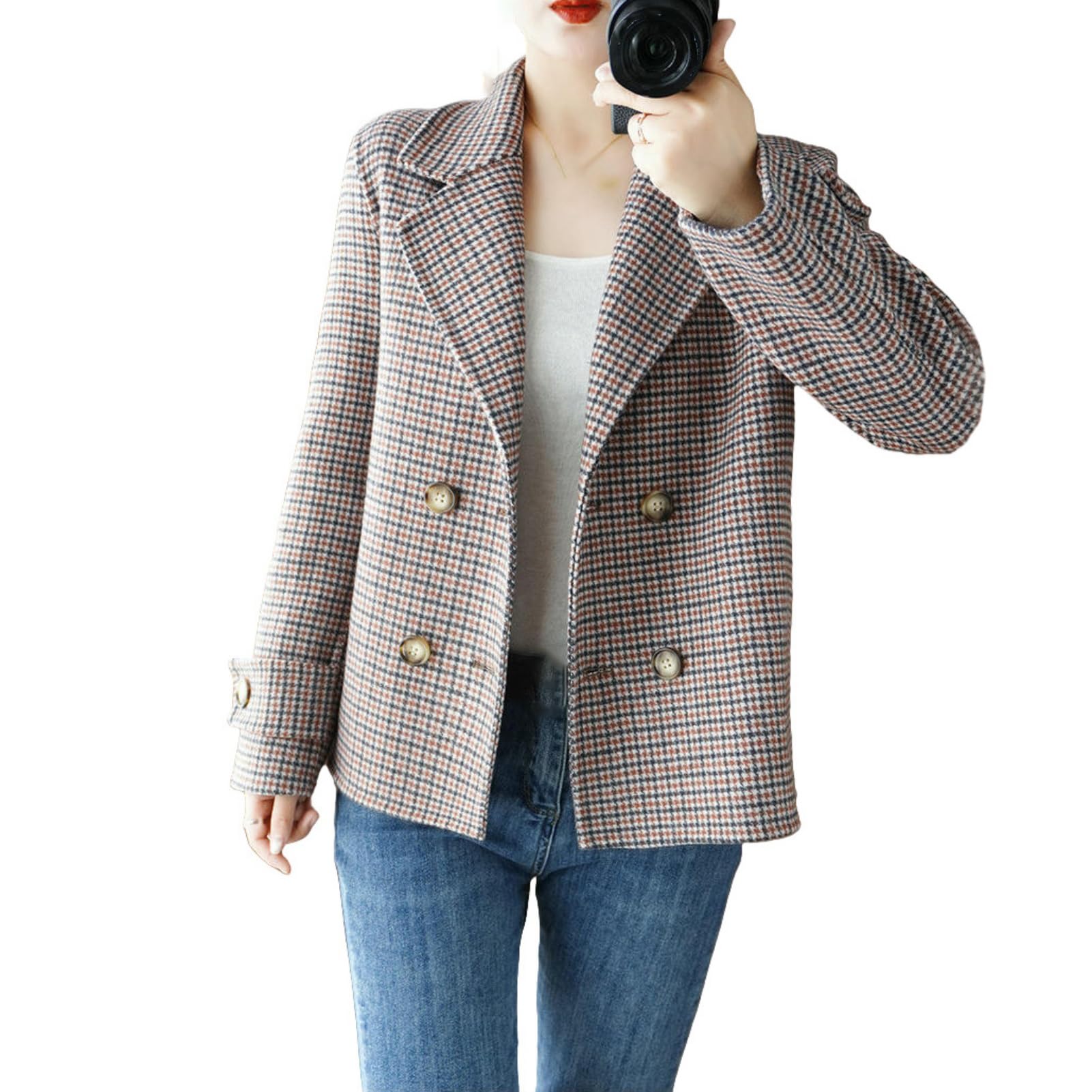 Veste cachemire femme kaki coupe courte décontractée en taille L - 8