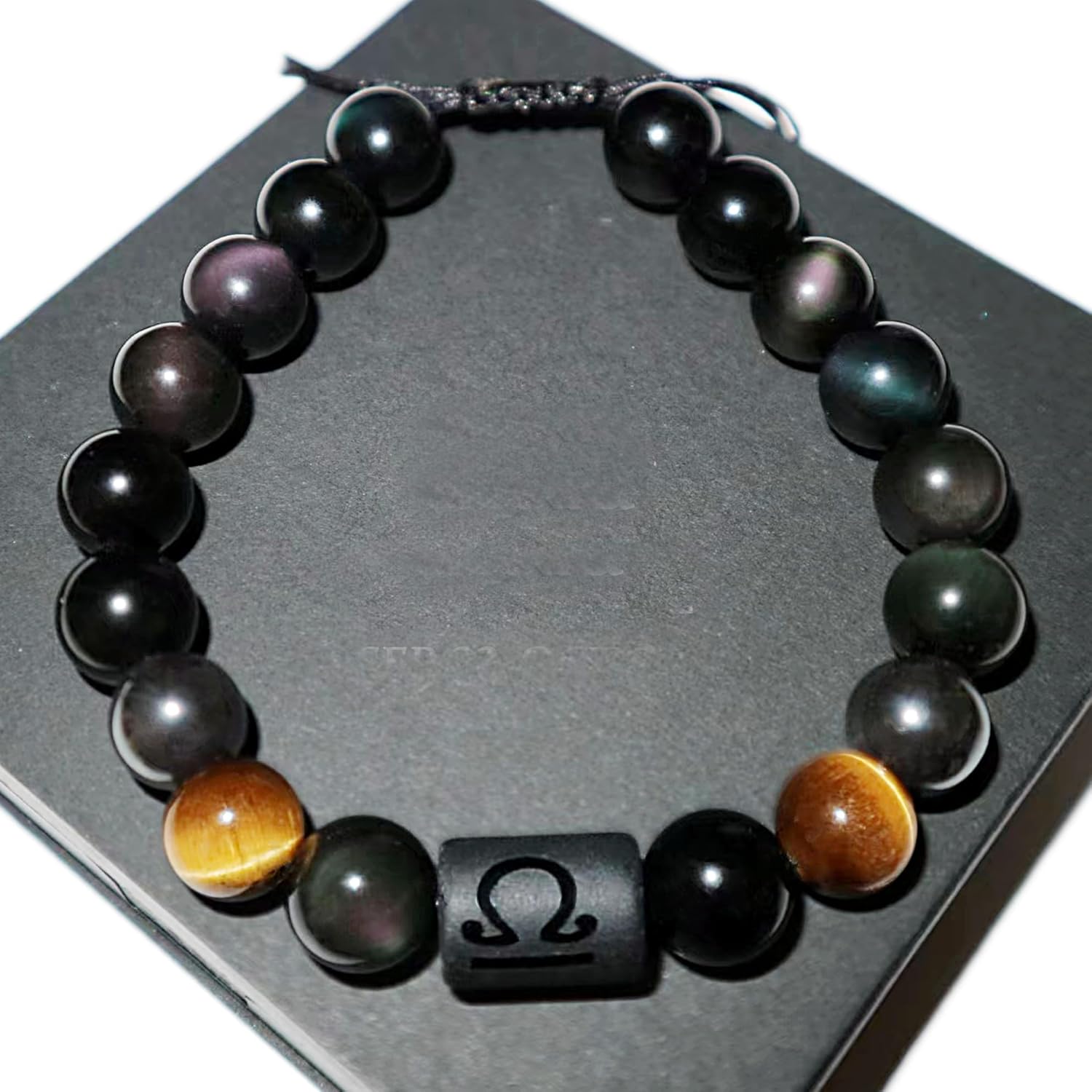 Friendship Bracelets,Rainbow Black Obsidian womens and mens bracelet,10mm Tiger Eye Hematite Zodiac Healing Crystal Bracelet Good Luck Gifts