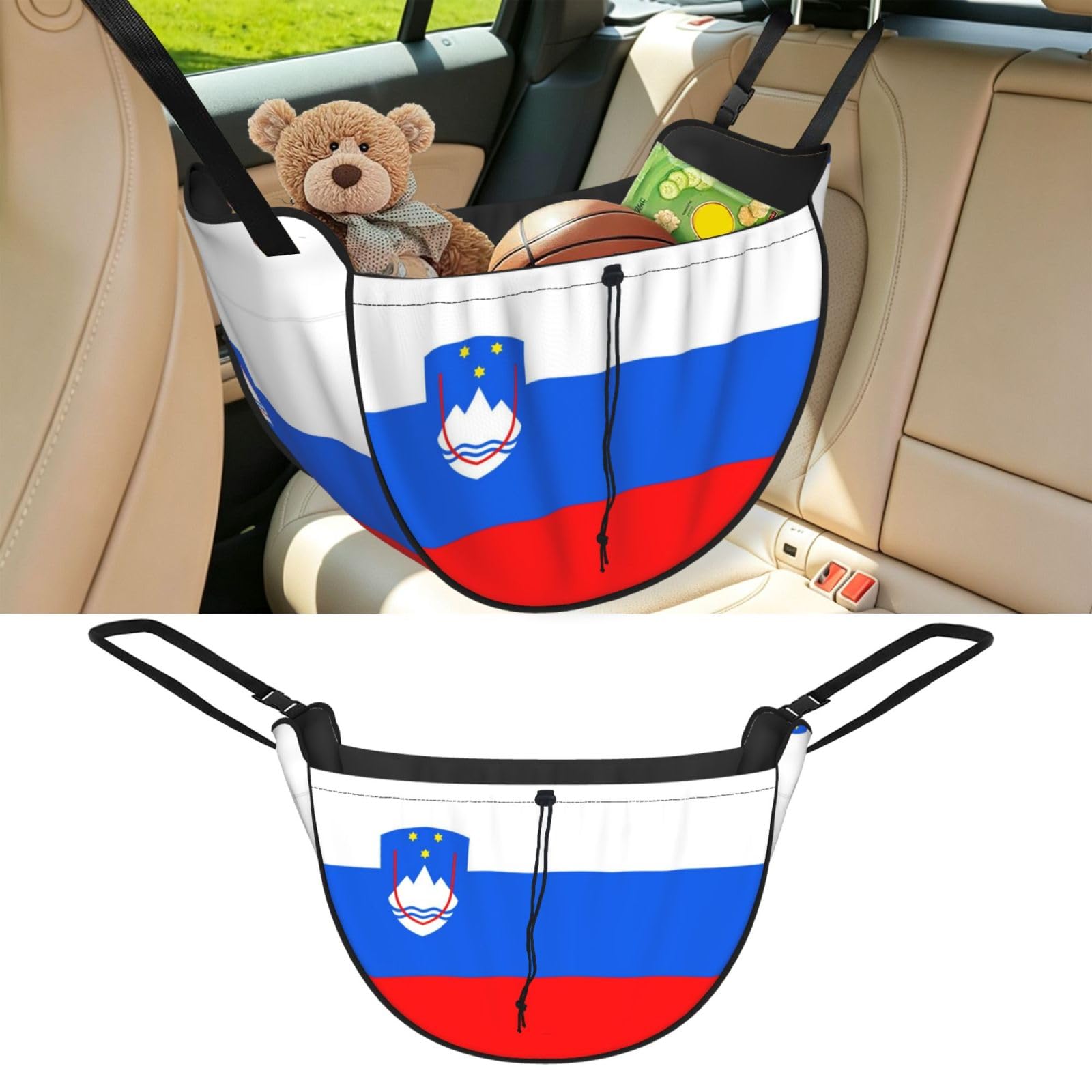 Cntdbu Black Flag Of Slovenia Car Seat Organizer-Backseat Storage Bag For Travel