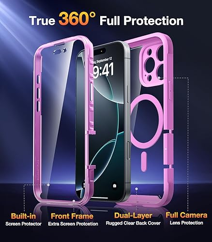 Miniatura 782 de Diaclara - Funda diseñada para iPhone 14 Pro Max, resistente, de cuerpo completo, con protector de pantalla sensible al tacto y antiarañazos + Blanco