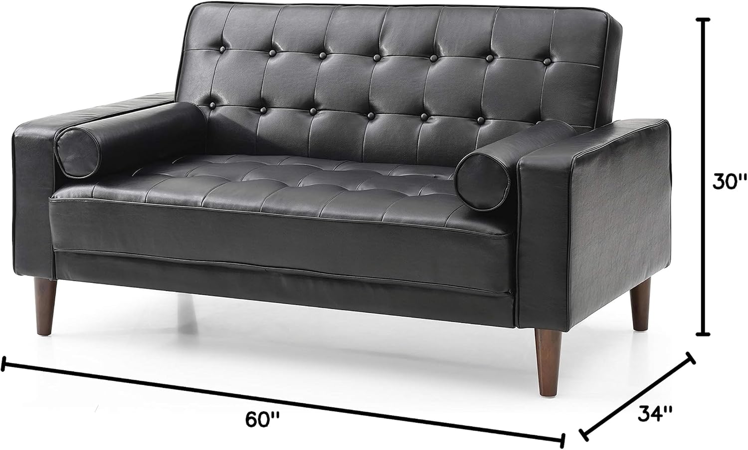Glory Furniture Andrews Faux Leather Sleeper Loveseat in Black