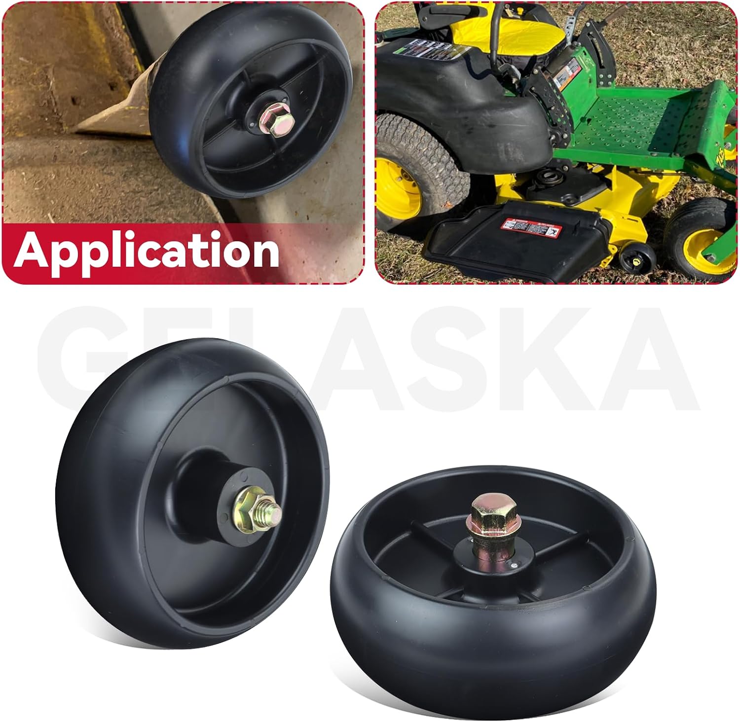 GELASKA 4 Pack GX10168 Deck Wheel Replaces GX10168 Gauge Wheel for John Deere D150, D155, D160, E140, E150, E160, E170, G100, L120, L130, L2048, L2548, LA140, LA145, LA150, LA155, LA165 Tractors