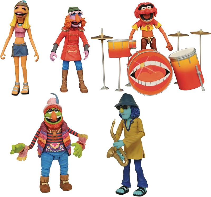 DIAMOND SELECT TOYS SDCC 2020 Muppets: Dr. Teeth, Zoot, Animal, Floyd Pepper, Janice Action Figure Set | Muppets Select Deluxe Box Set 8 Inch Action Figure SDCC 2020 Exclusive - We're getting the band back together
