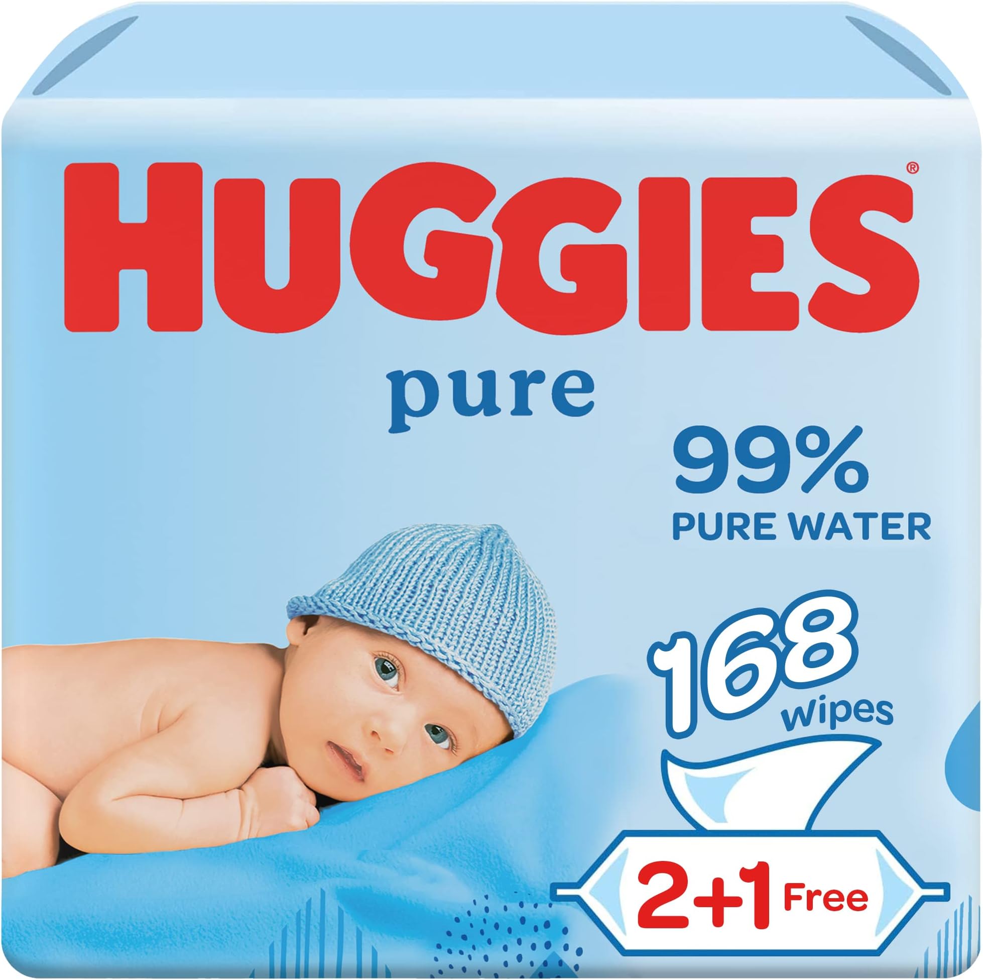 Huggies Baby Wipes, 99 Pure Water Wipes, 3 Pack x 56 Wipes (168 Wipes
