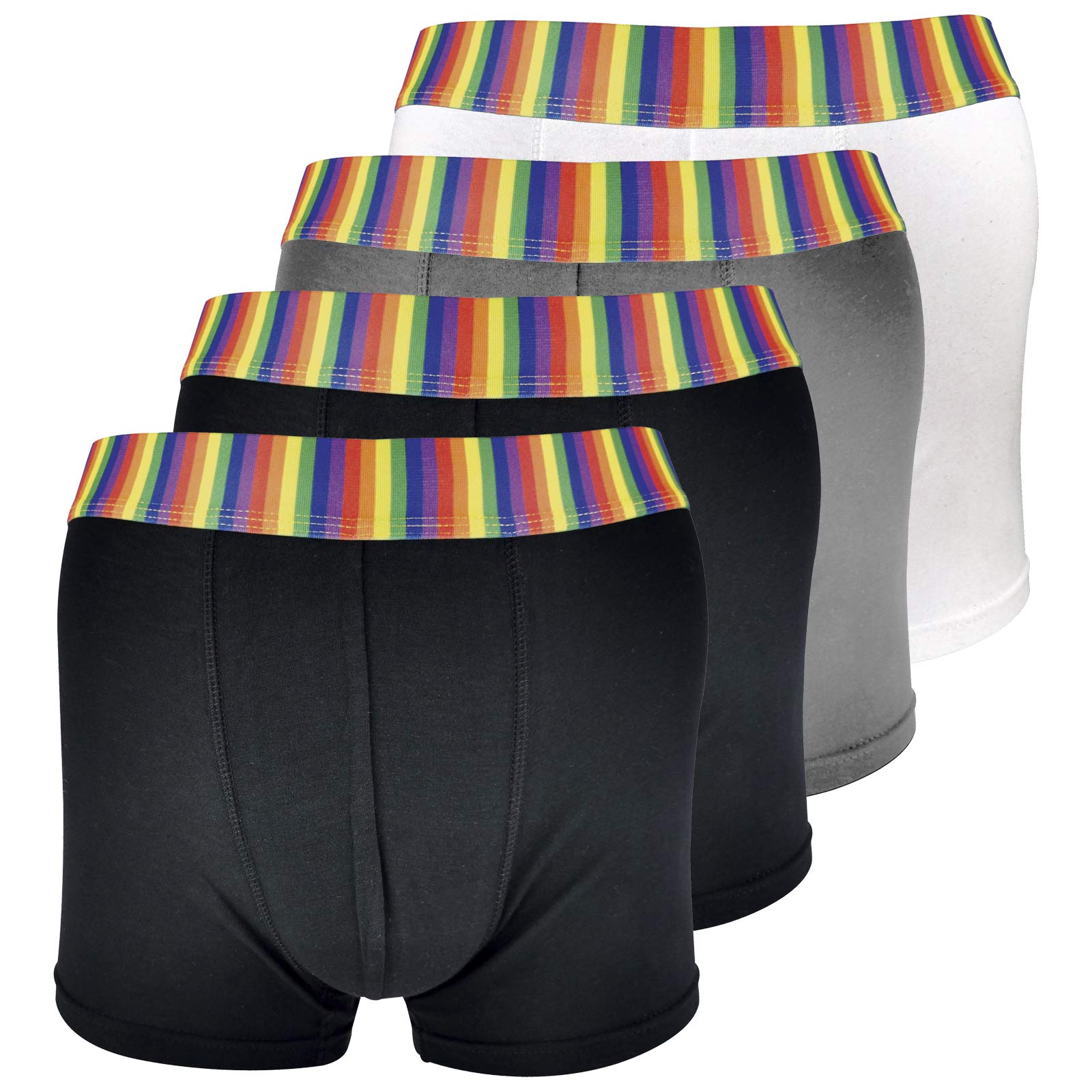 Sock Snob 4 Pack Mens Multipack Soft Cotton Novelty Striped Rainbow Boxer Shorts Underwear (M, Rainbow)