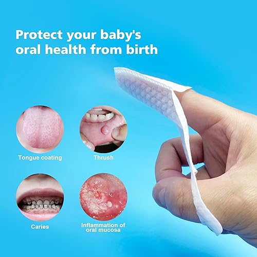 Miniatura 5 de BabyPearl Limpiador de lengua para bebé, cepillo de dientes para bebés recién nacidos, 42 unidades desechables de uso húmedo y seco, limpiador bucal