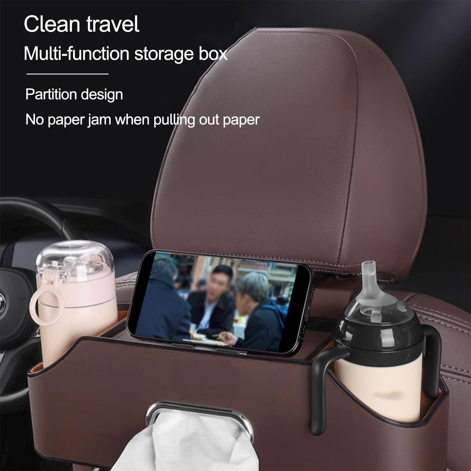 Organizer per seggiolino Auto con Spallacci Regolabili in Lunghezza, Auto Organizzatore Kick Mats Impermeabile Sedile Posteriore, Organizer per sedili Posteriori con(Grey)