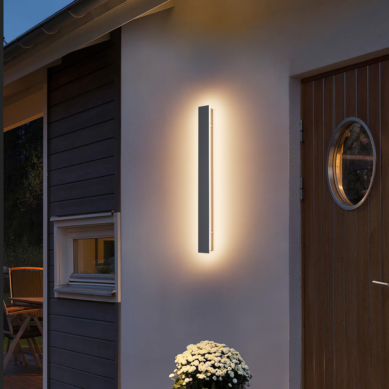 K-Bright lampa ścienna, 20 W Villa Wodoodporna, IP65 do ogrodów, tarasów, sypialni, salonu (antracytowa, 60 cm)