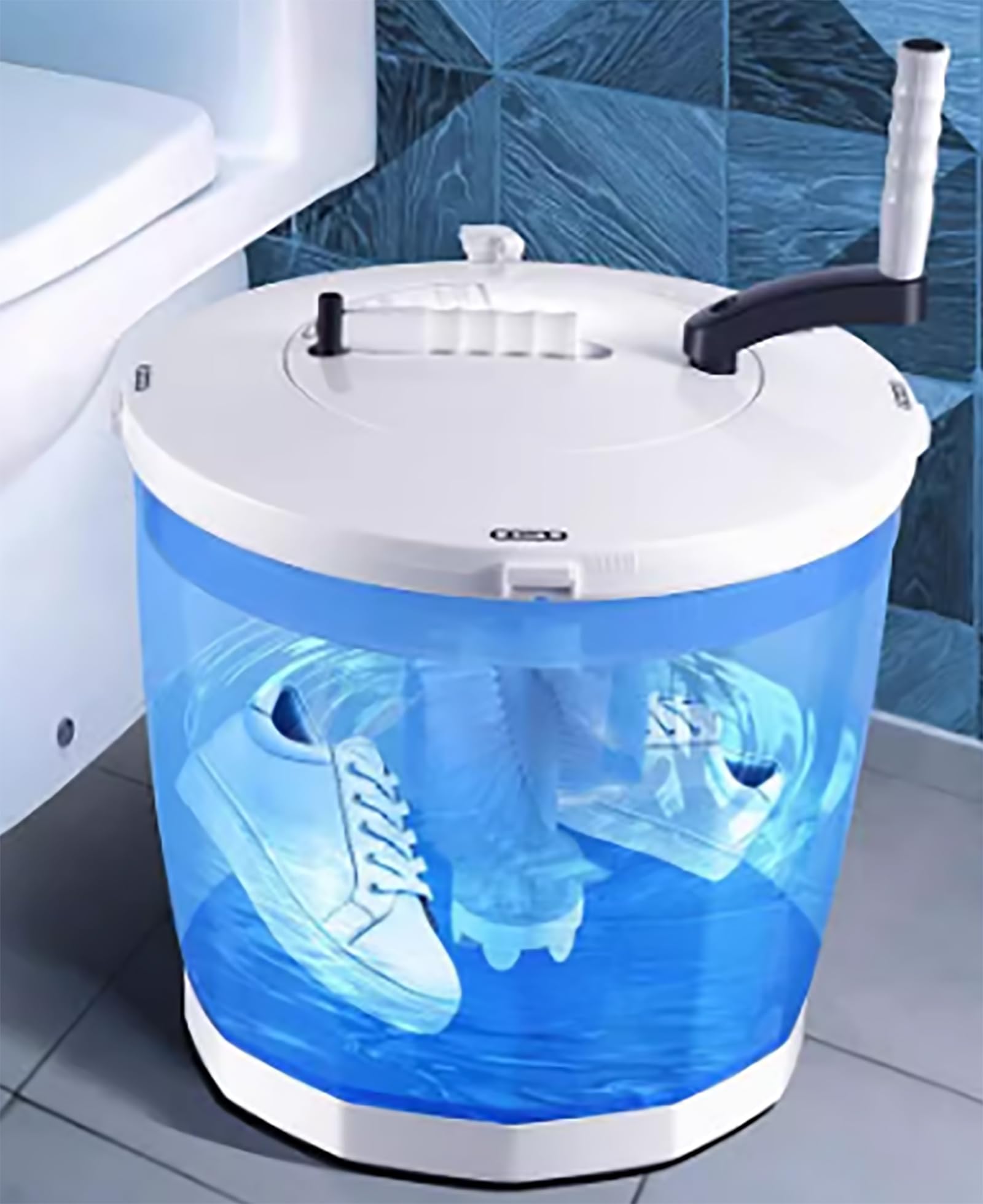 Tragbarer Handkurbel-Wäscheschleudereimer, nicht-elektrische Waschmaschine und Schleudertrockner, Mini-Handkurbel, Wäschetrockner für Schlafsaal, Wohnung, Wohnmobil (blau)