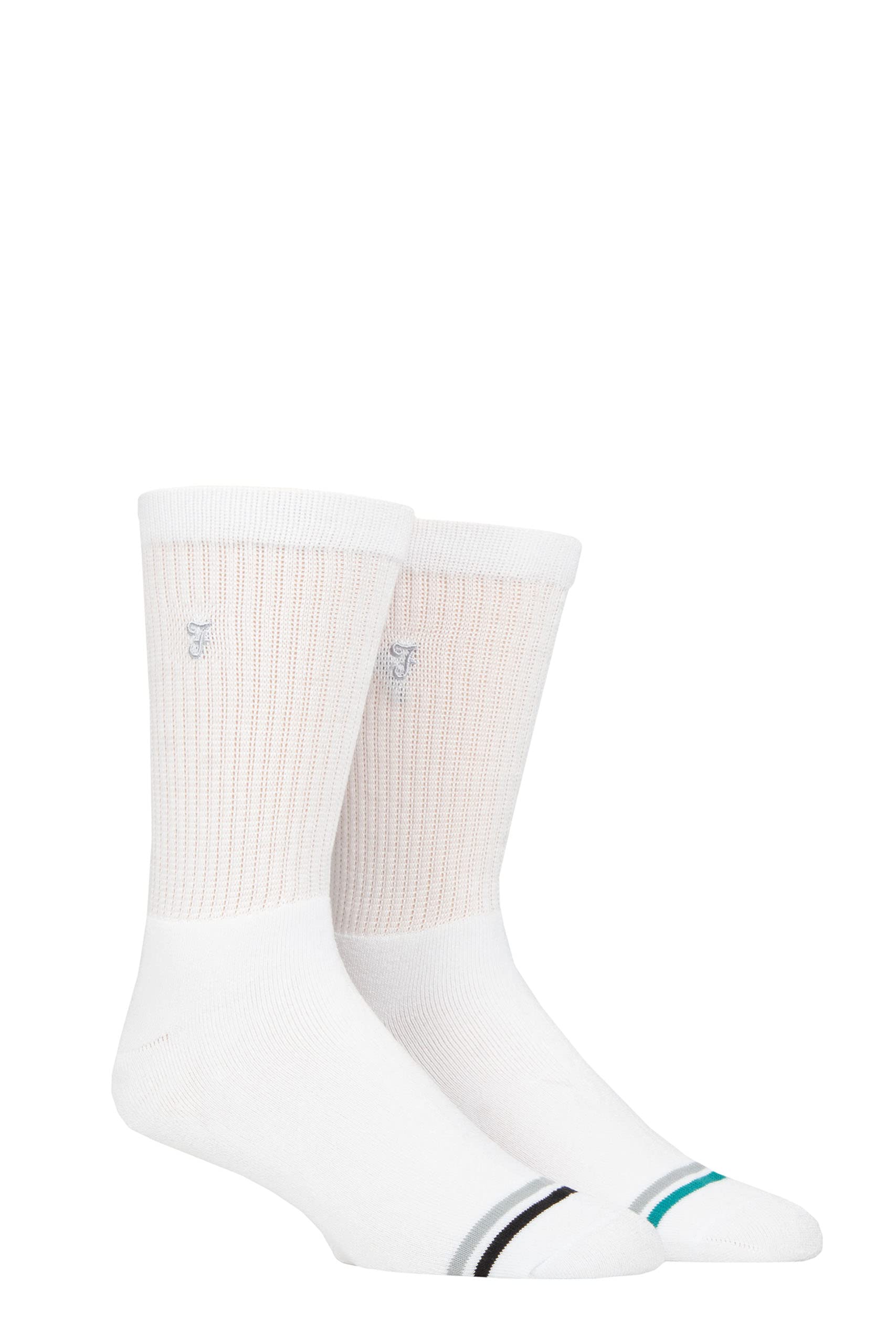 Farah Mens Bamboo Leisure Socks Pack of 2 White 6-11