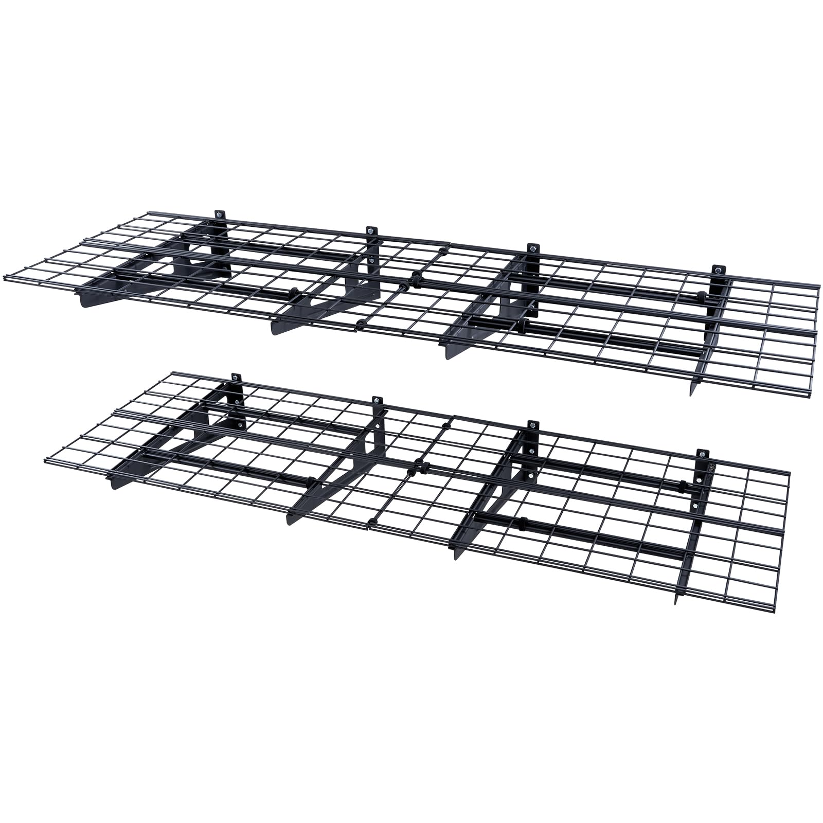 VEVOR 2 sztuki, 1,8 x 0,6 m wytrzymały montowany na ścianie, nośność 453 kg (całkowita) półki pływające, odpowiednie do sklepu, szopy, garażu, czarny, 183 x 62 x 20 cm