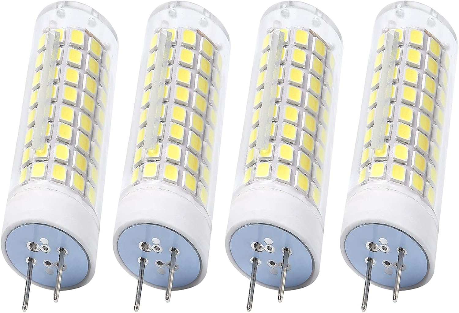 Lxcom Lighting G8 LED Bulb 10W Ceramic Corn Light Bulbs(4 Pack)-2835 SMD 102 LEDs 80W Halogen Bulb Replacement 6000K Daylight White 1000LM G8 Base for Kitchen Under Cabinet Counter Lighting Puck Light