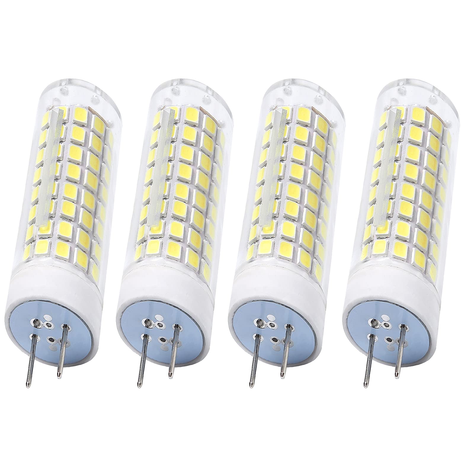 Lxcom LightingG8 LED Bulb 10W Ceramic Corn Light Bulbs(4 Pack)-2835 SMD 102 LEDs 80W Halogen Bulb Replacement 6000K Daylight White 1000LM G8 Base for Kitchen Under Cabinet Counter Lighting Puck Light