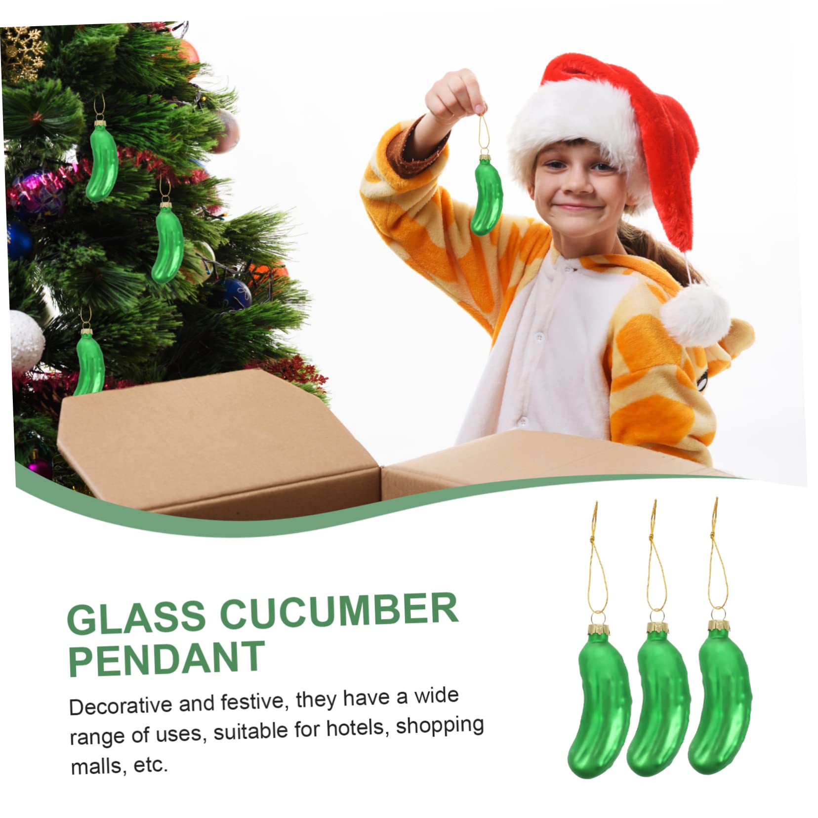 Ciieeo 5 Juegos De Elegantes Adornos para Árbol De Navidad Colgantes De Pepino De Cristal Reutilizables Decoración Navideña para El Hogar 3 Piezas X 5