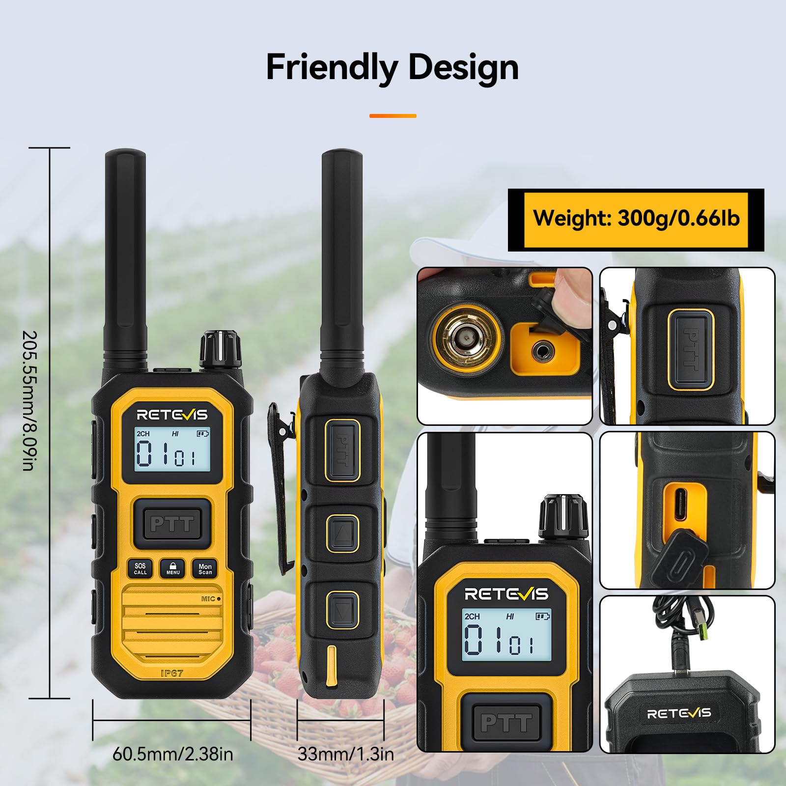 Retevis RB648Plus Talkie Walkie, Radio Bidirectionnelle Étanche IP67