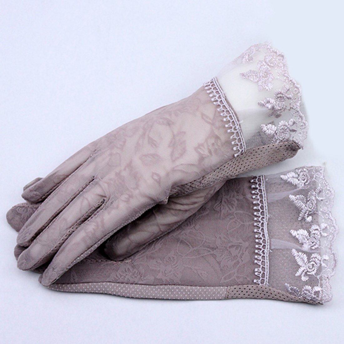 URSFUR Women Summer Outdoor Driving Gloves Anti Sun Uv Lace Touchscreen Non-slip Purple 2