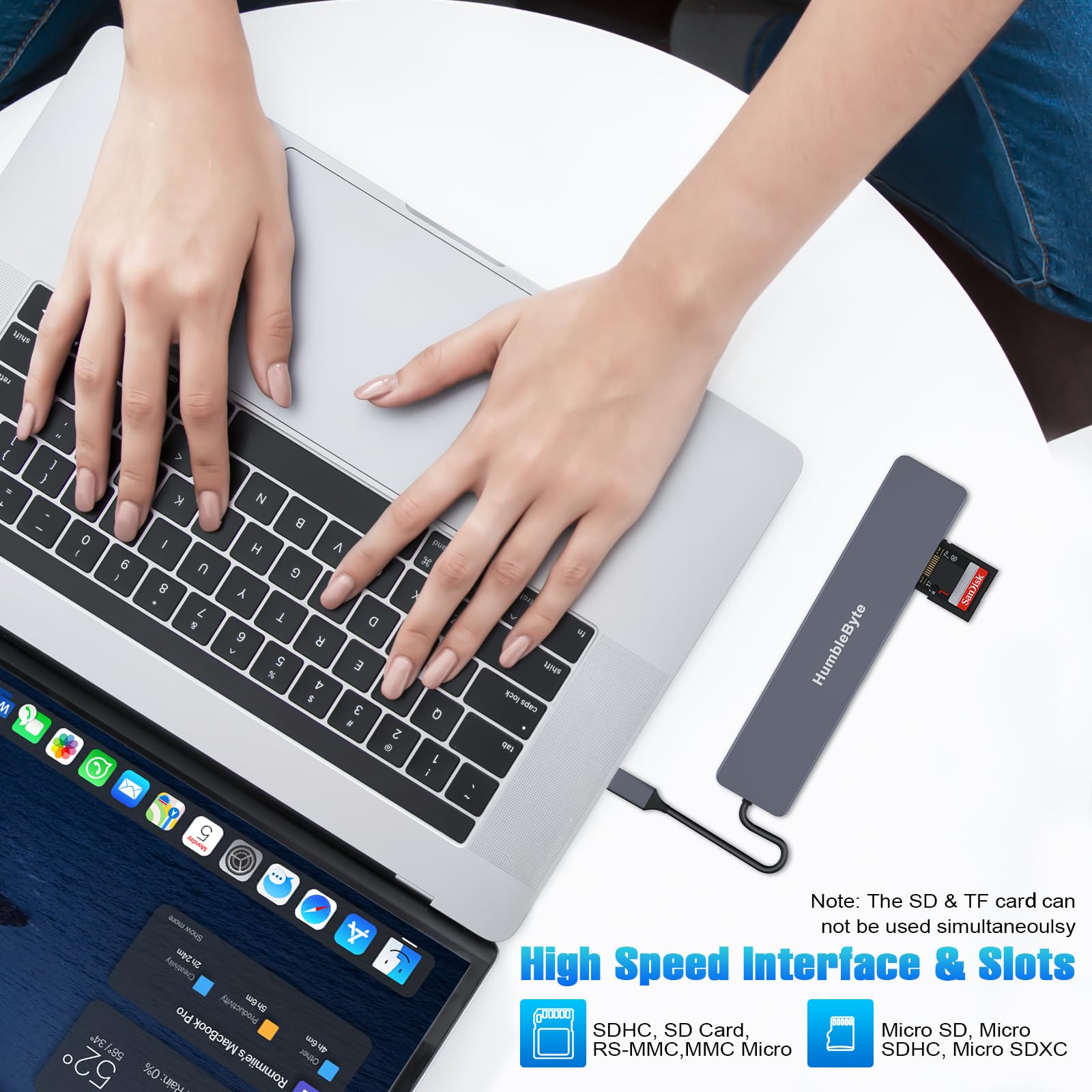 Ether USB C HUB (8 En 1), Con HDMI 4K, USB 3.0, 100 W PD, Micro SB, Compatible Con MacBook Pro, MacBook Air, Dell XPS, Portátiles HP, Lenovo Thinkpad Y Más