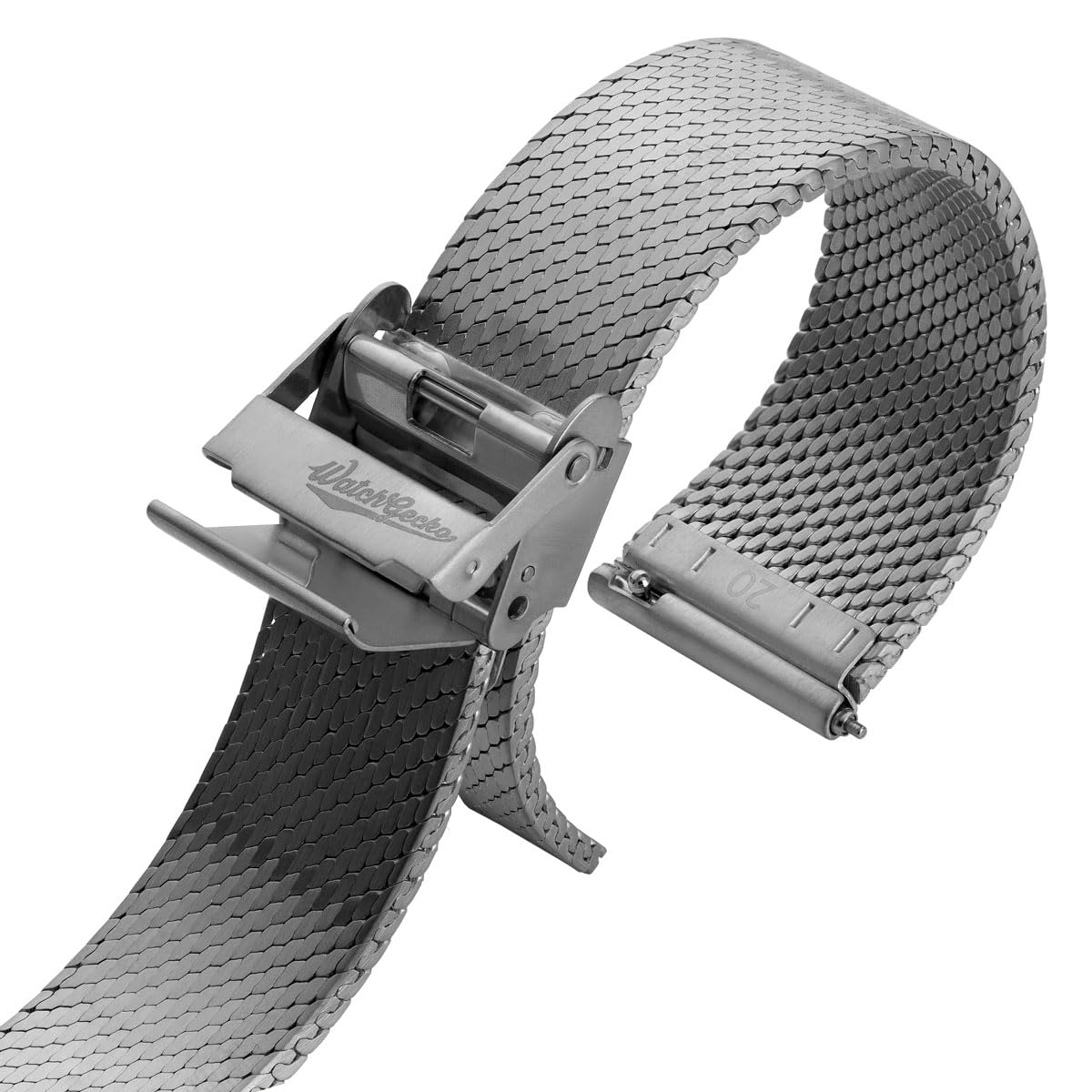 WatchGecko Calibre 1960 Cinturino per orologio a rete, cinturino in acciaio ultra piatto, stile vintage