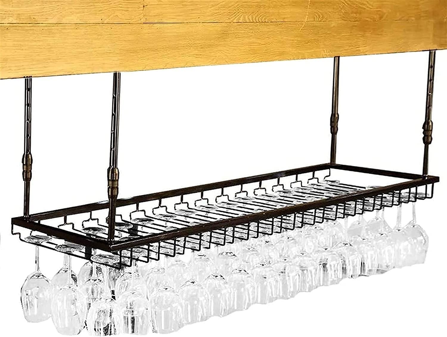 Support de verre à vin suspendu en fer forgé noir réglable 30-60cm