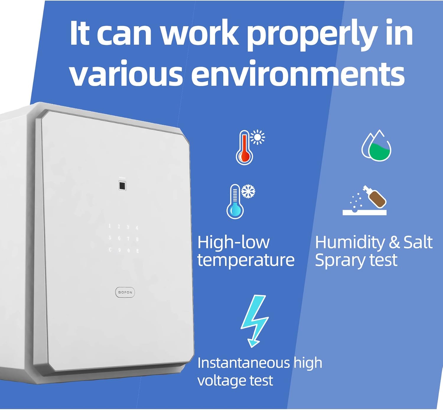 Family Fingerprint Password Safe Box with Key,Cabinets for Home Offcie,Security Box,Document safe,Lock box,Case Box, 2.1Cubic feet White