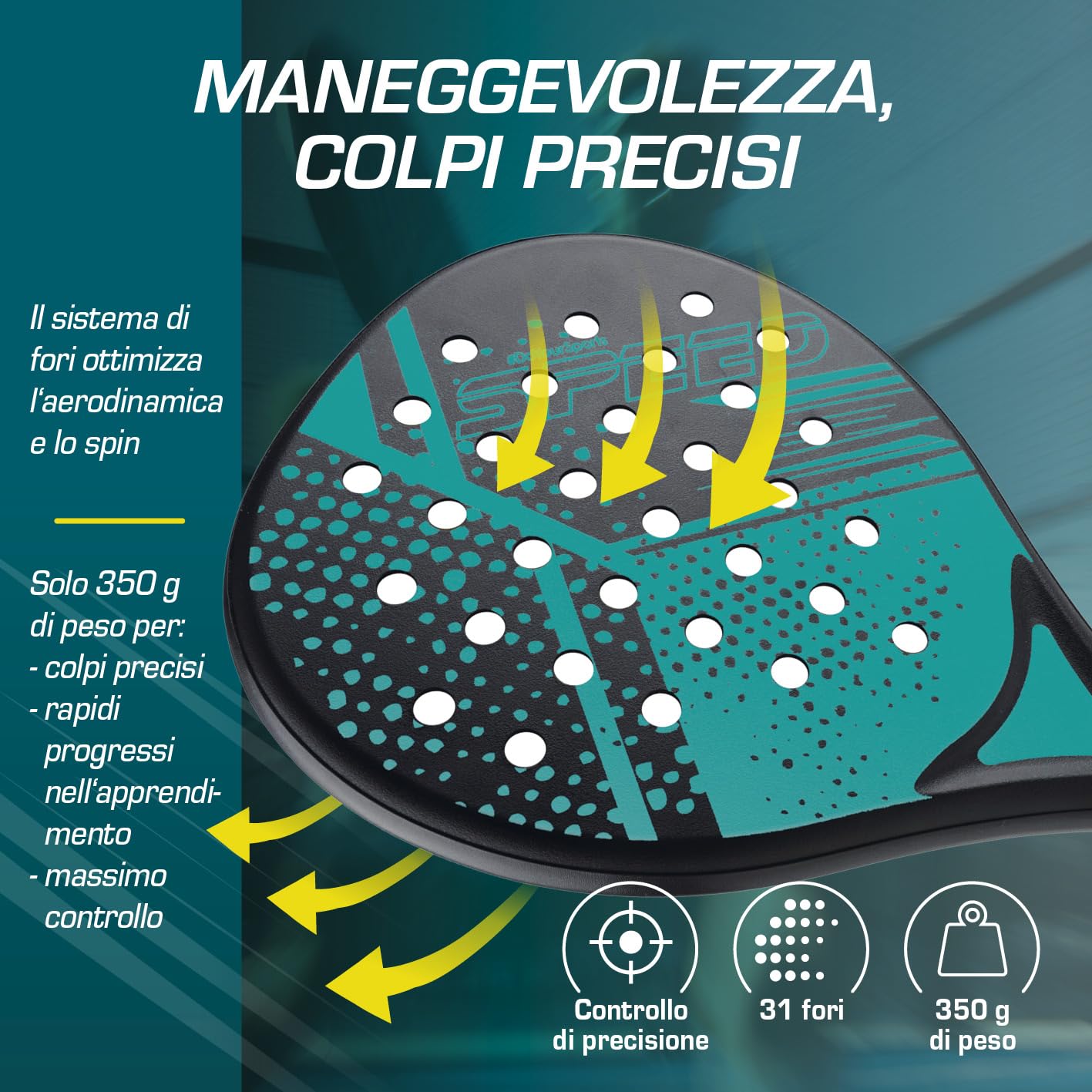 #DoYourSports Set di racchette da padel | Racchette da padel e set iniziale, 2 racchette leggere per il padel con palla e rete | Impugnatura antiscivolo, ideale per l'allenamento e il tempo libero