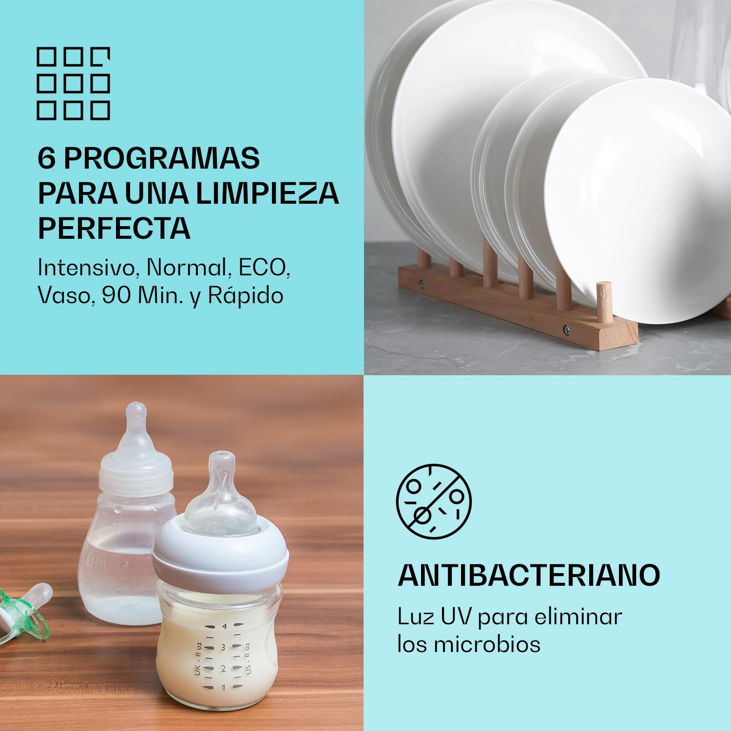 Klarstein Lavavajillas Sobremesa Pequeño, Mini Lavavajillas 8 Cubiertos, Lavavajillas Portatil Encimera Silencioso, Lavaplatos con 6 Programas de Lavado, Lavavajillas Compacto para Casa y Oficina