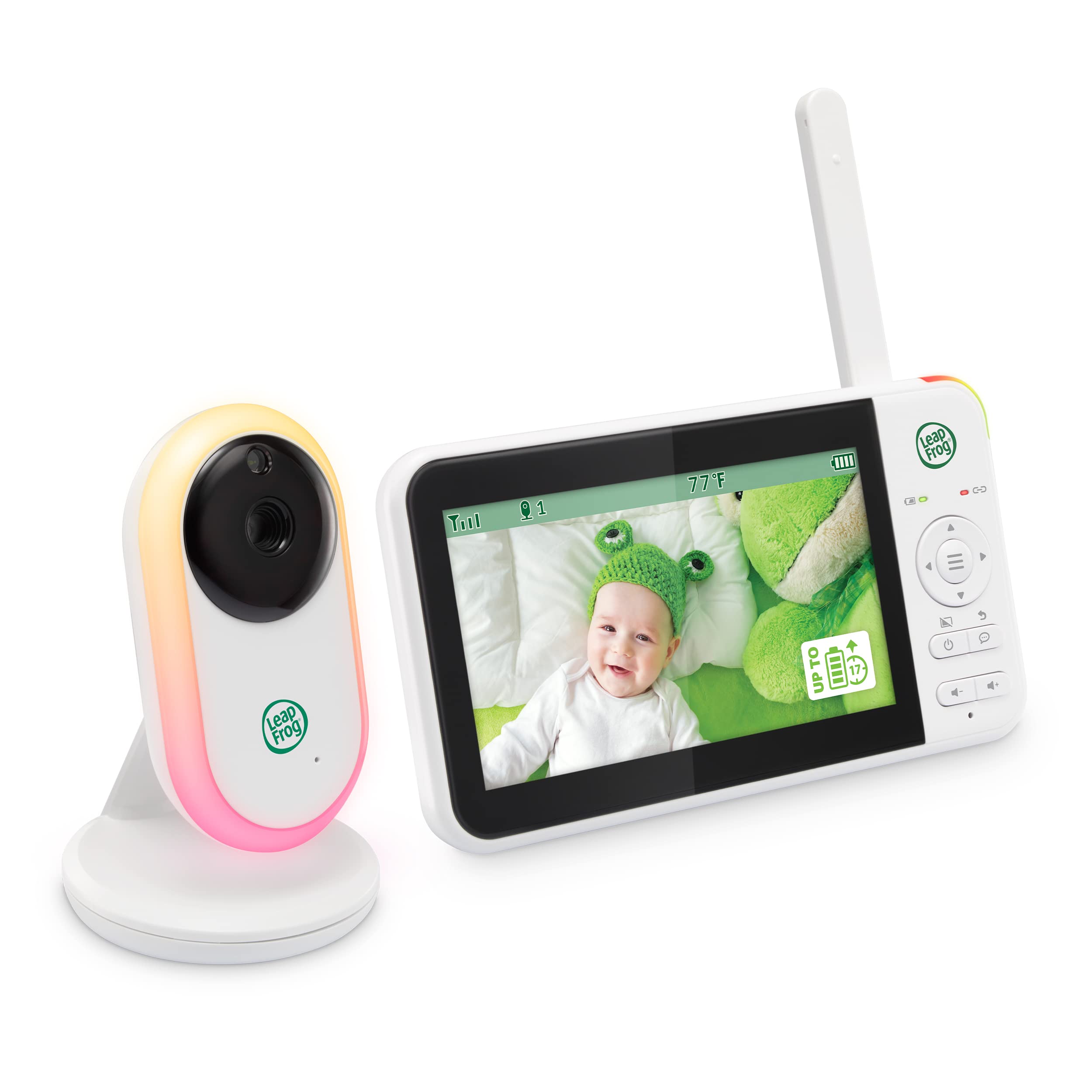 LeapFrog LF2415 Baby Monitor with 5 IPS LCD Screen, Up to 17-Hr Video Streaming, 1000ft Long Range, NightVision, Soothing Lullabies, NightLight, 2-Way Audio Talk, TemperatureSensor,SecureTransmission